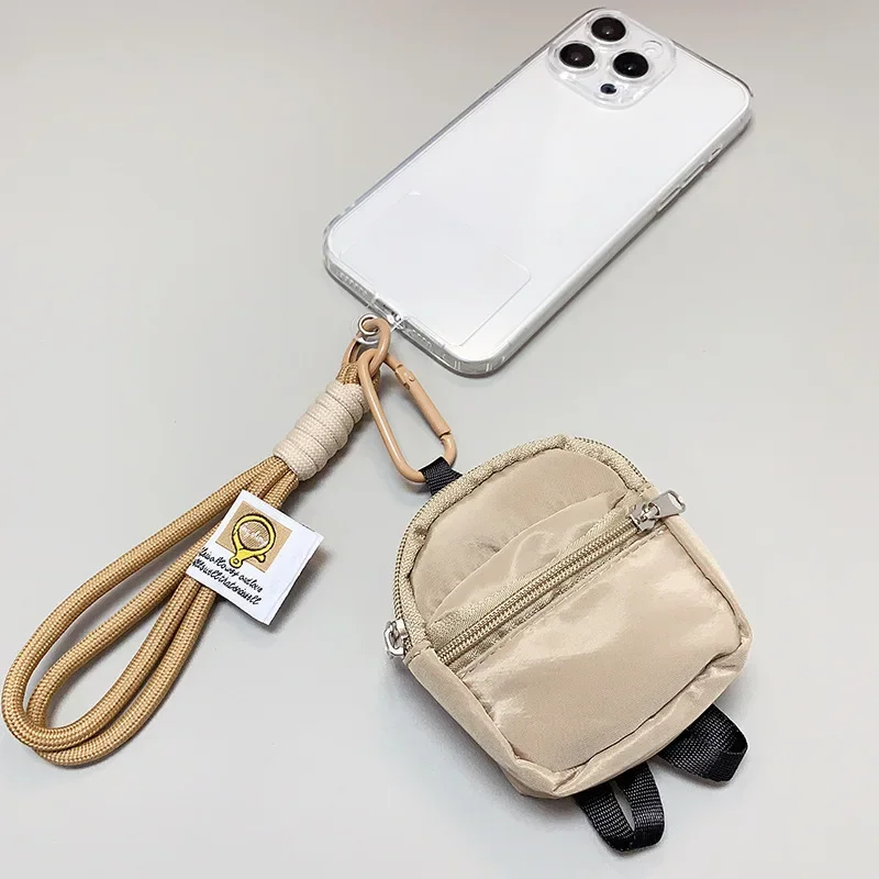 New Portable Mini Coin Purse Hanging Bag Suitable for Earphone Storage Creative Trendy Double Layer Wallet Phone Case Pendant