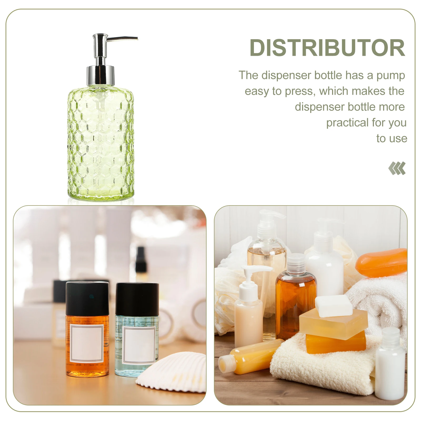 Dispensador de jabón con bomba de prensa, botella de vidrio, dispensador de champú, fondo plano estable para baño, cocina, loción de manos, jabonera