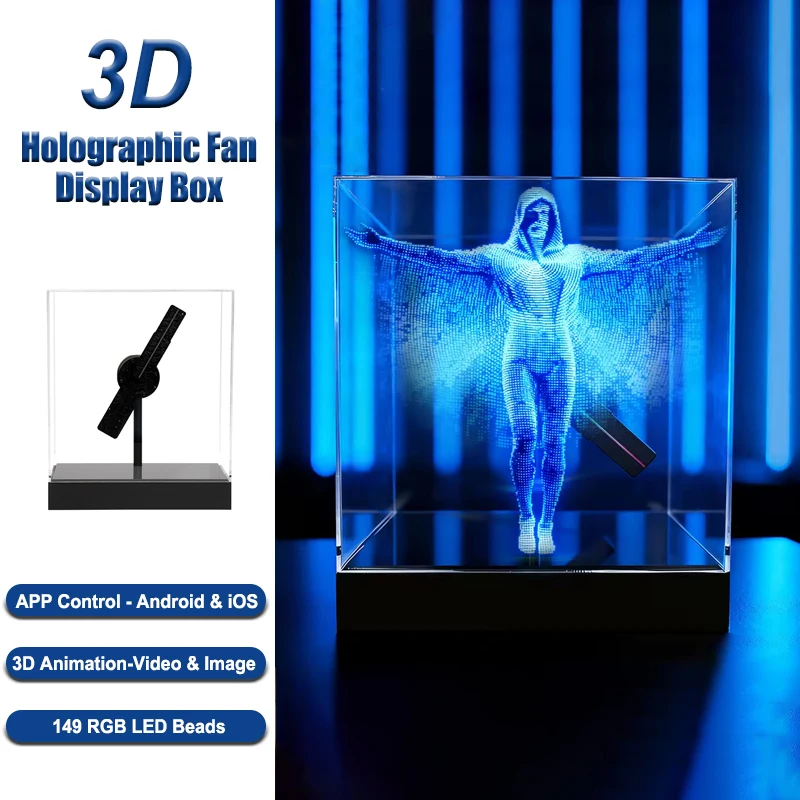 20CM Led Display Mini Logo Neon HD Access Turnstile Support Holographic Led Fan Projector Adverting 3D Hologram Fan
