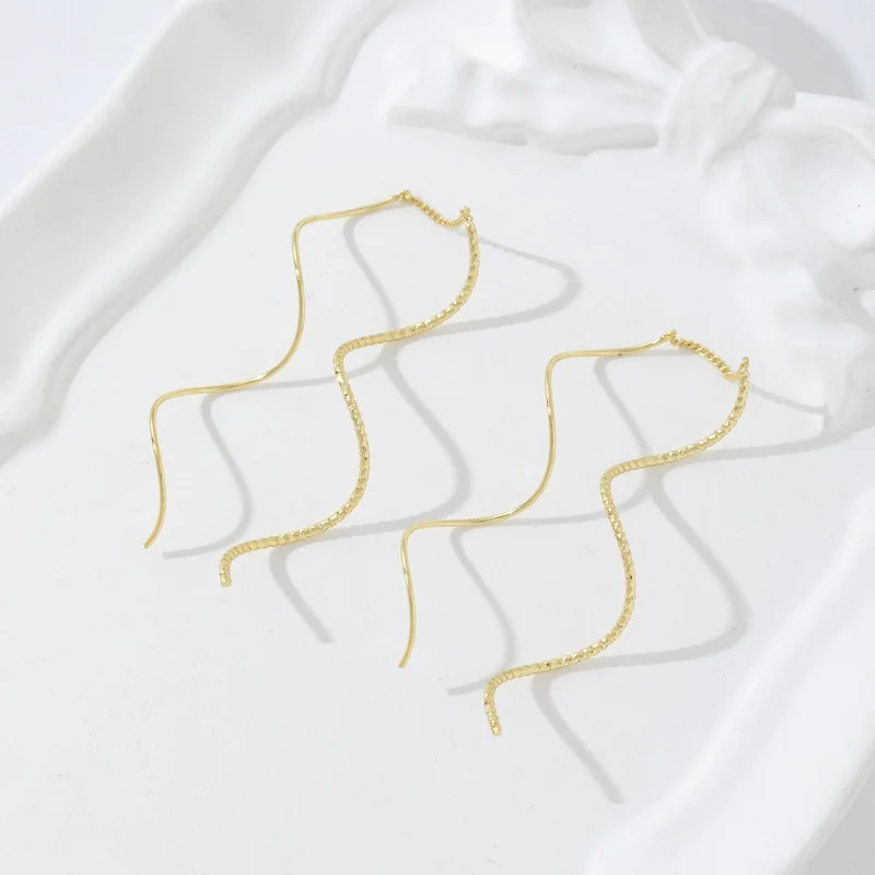 EVISPOL 2Pcs Wave Fringe Tassel Earrings for Women Girls Elegant Long Style Dangle Stud Earrings Jewelry Suitable for Daily Wear