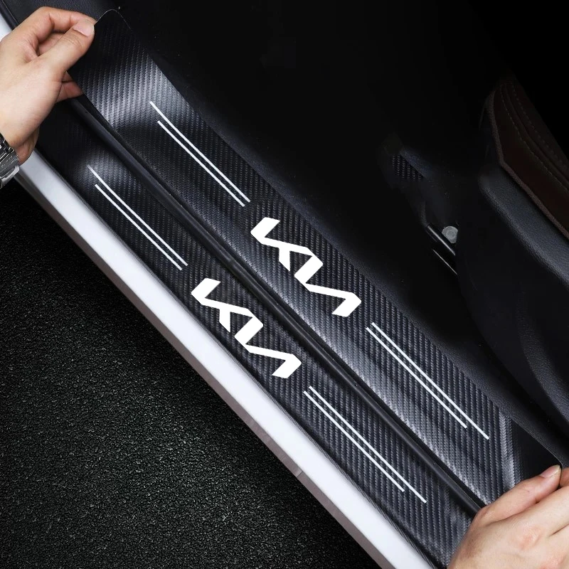 Car Door Sill Carbon Sticker Auto Accessories For Kia Rio Picanto Sportage Niro Morning Ceed ProCeed Stonic Optima Forte KN K3