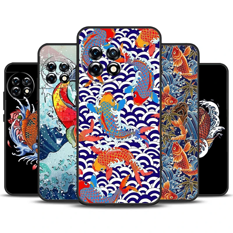 Funda de tatuaje japonés Koi Dragon Wave para OnePlus 12 11 10 Pro 8T 9R 10T 10R 12R OnePlus Nord N10 N20 2T CE 3 Lite