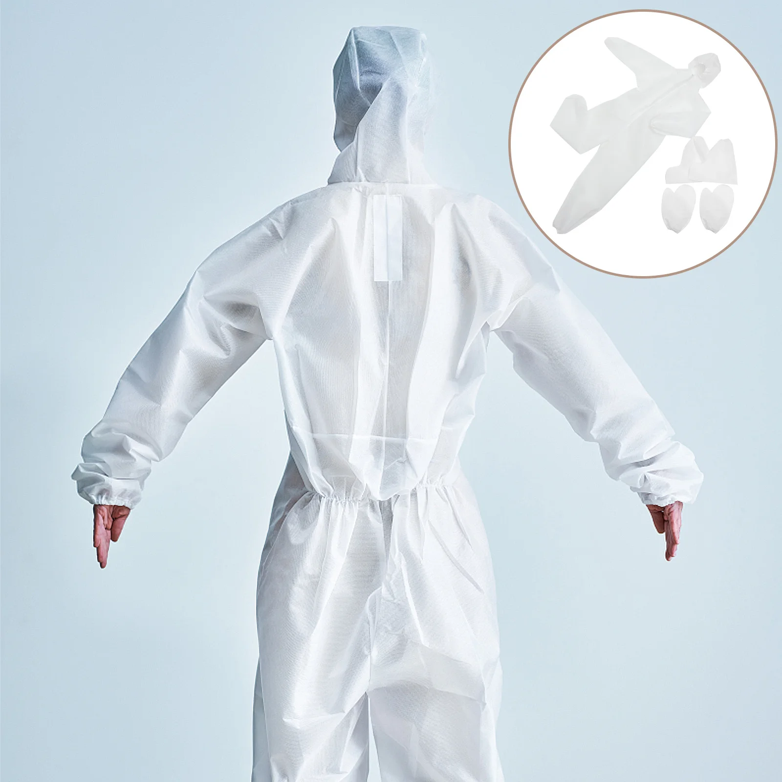 

Protective Coverall Disposable Nonwoven One-Piece Suit Hooded Zipper Outdoor Painting Dust Chemical Protection With