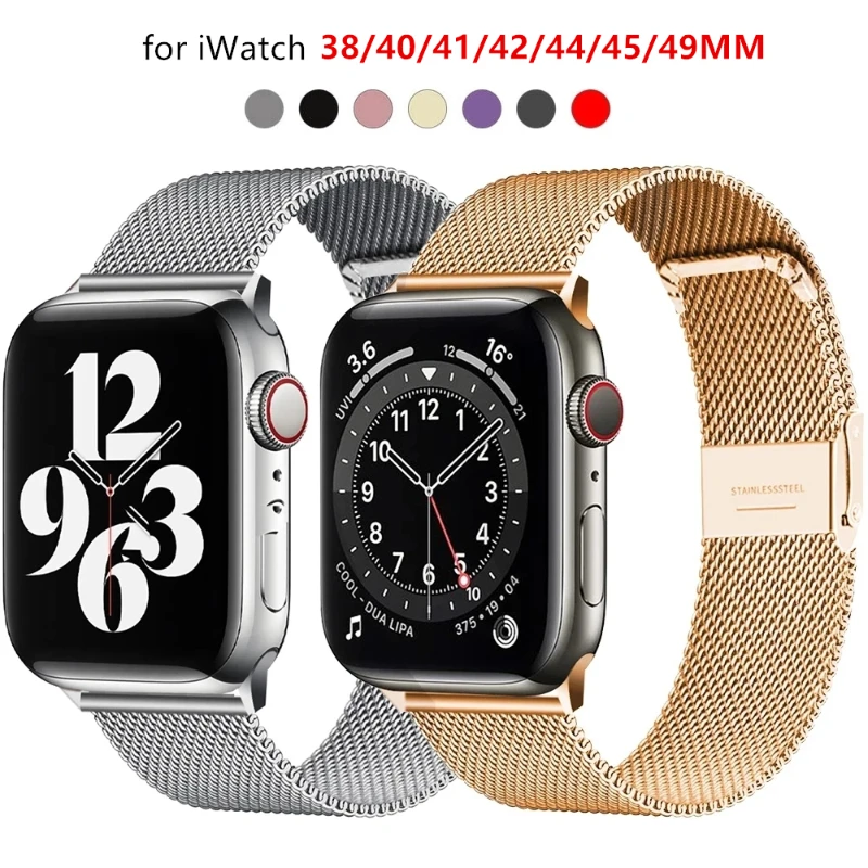 Milanese-Armband für Apple Watch Band Ultra 2 49mm 45 41 44mm 42 46 40 38mm Edelstahl-Armband iWatch 10 9 8 7 6 5 4 3 SE