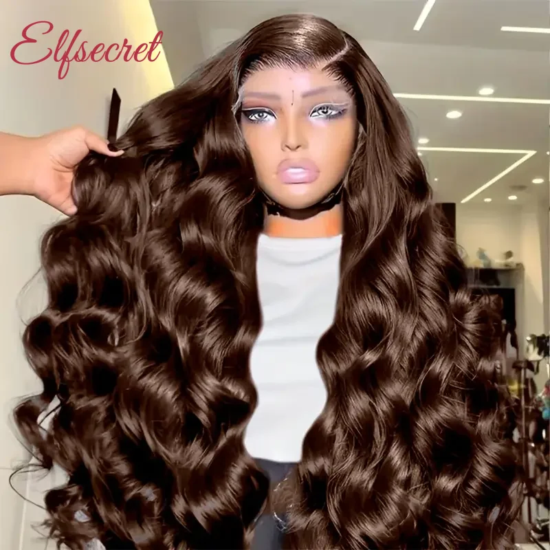 

Шоколадно-коричневый 13x6 HD Кружевные фронтальные человеческие волосы Парики Бразильские объемные волны 13x4 Парик фронтальной части шнурка Человеческие волосы для женщин Предварительно выщипанные