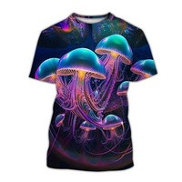 Deep Sea Jellyfish T-shirt For Men And Women Colorful 3D Print Pattern T Shirts Street Y2k Fashion Trend Summer Oversized Tee