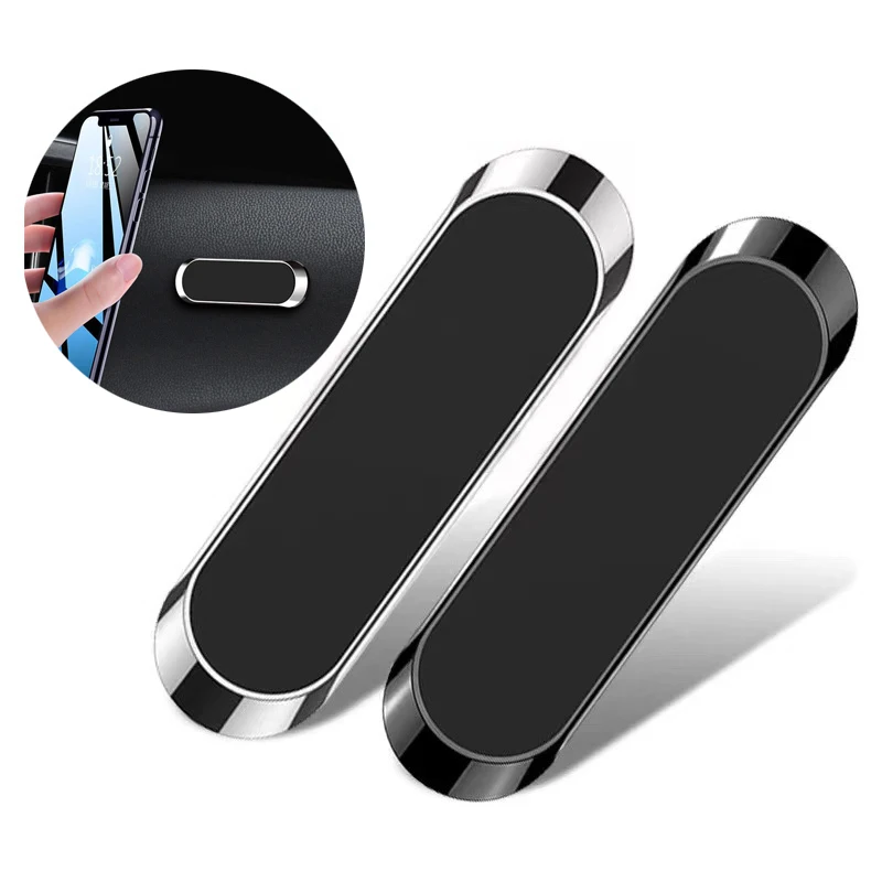 Simple Mini Strip Shape Magnetic Car Phone Holder  Stand  Metal Strong Magnet GPS Car Mount Mobile Phone kickstand phone holder