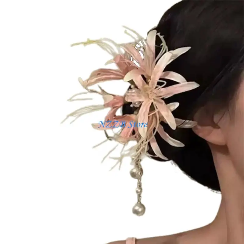 

T21F Elegant Peony Flower Hair Clip Floral Hair Accessory for Weddings and Parties