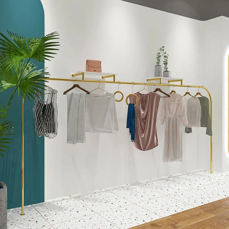 custom.Pipe Clothing Display Racks Garment Rack Women Clothing Store Hanger Wall Mounted Clothing Rack