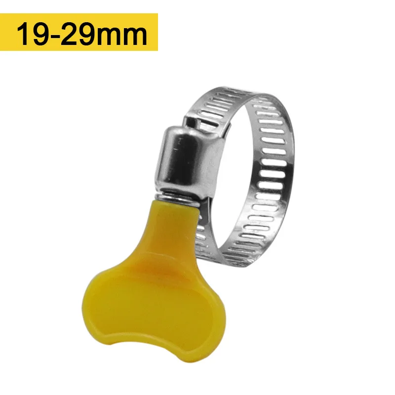 5/10 Stück, 8–44 mm, verstellbare, gelbe Kunststoffgriffe, Handdreh-Schlauchschellen, Schneckenfedermechanismus, 201 Edelstahl-Rohrclips für Schläuche. – Detail 9
