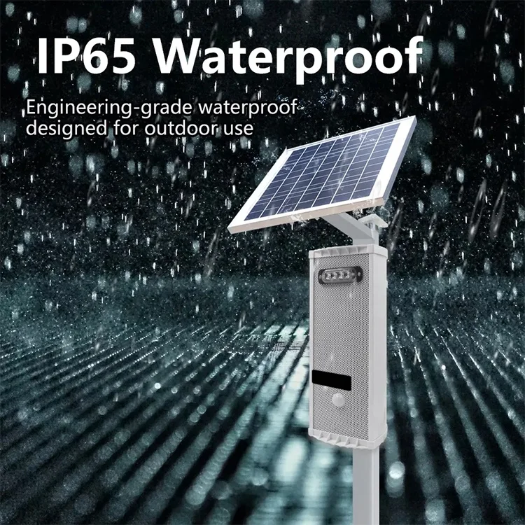 في الهواء الطلق IP65 PIR كاشف حركة بالأشعة تحت الحمراء 120dB مشغل الصوت ضوء إحترافي بالطاقة الشمسية 433MHz نظام إنذار صفارة الإنذار بطارية معدنية تعمل #5