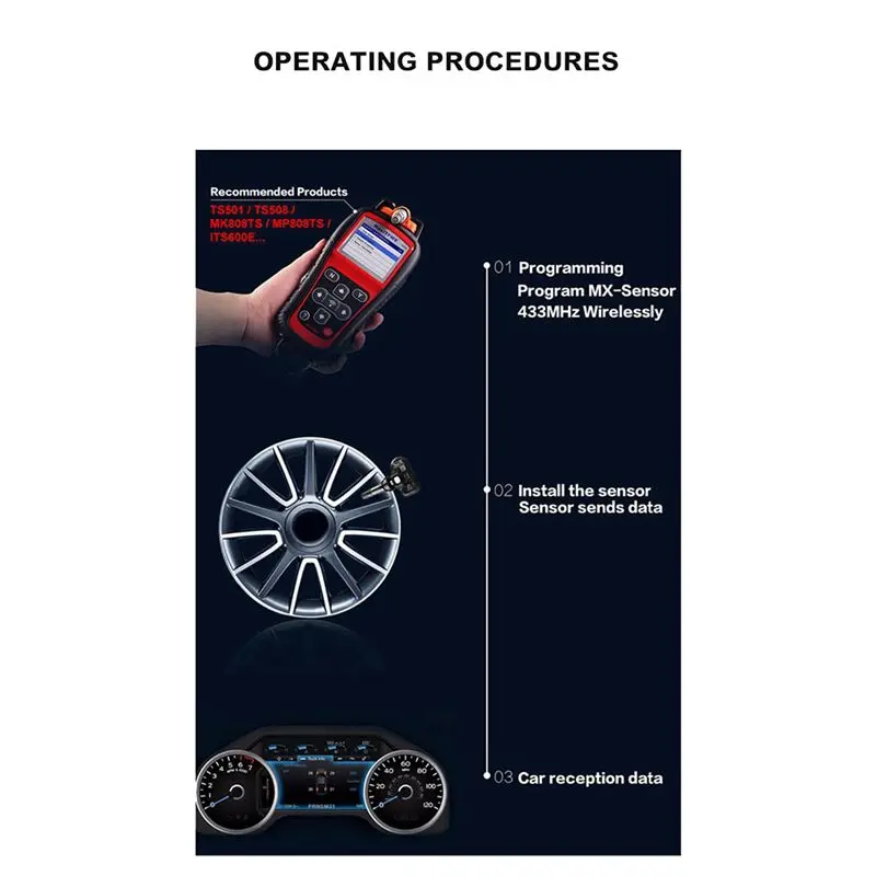 Steady 4Pcs Programmable MX Sensor 315MHZ+433Mhz Universal 2 In 1 Tire Pressure Monitoring System TPMS Tool-Program For AUTEL - view 5