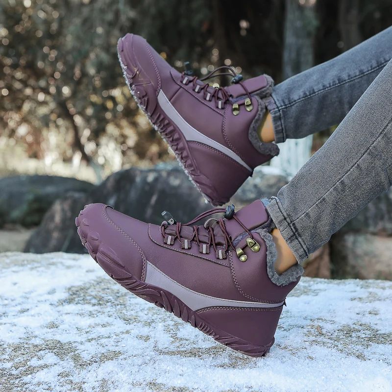 Winter Barefoot Boots Women Winter Snow Boots For WomenPlush Warm Ankle Shoes Non-slip Outdoor Waterproof Hiking Shoes Plus Size