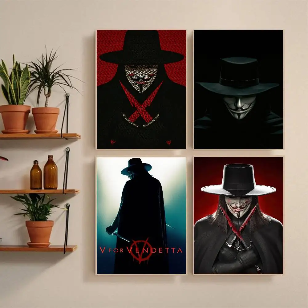 V for Vendetta Poster Self-adhesive Art Waterproof Paper Sticker Coffee House Bar Room Wall Decor