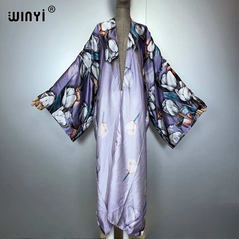 

WINYI summer boho kimono muslim Caftan holiday beachwear Cardigan evening dress abaya dubai luxury cover-ups beach outfits women