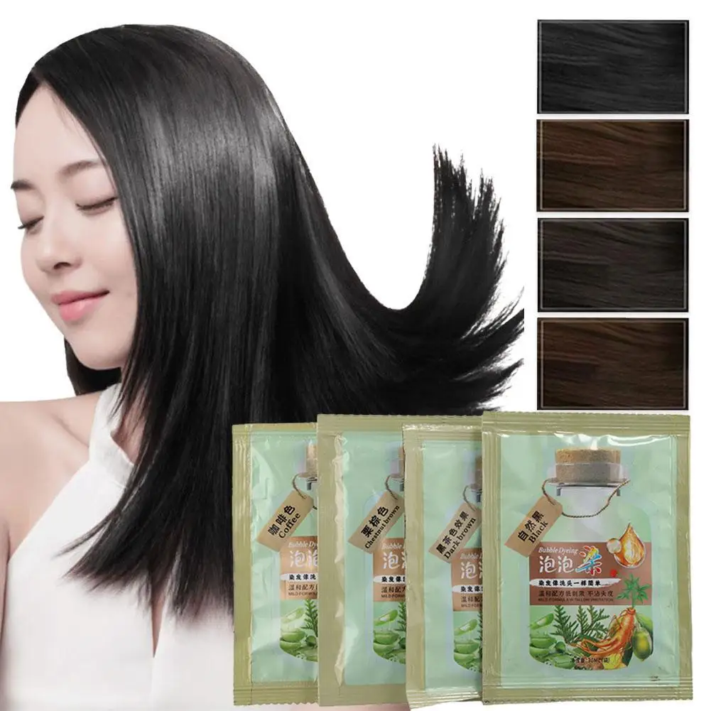 Bubble Hair Dye Shampoo Natural Plant Bubble Hair Dye Hair Long-lasting Effective Cream Hair Gray Shampoo Coverage And Colo L8o4