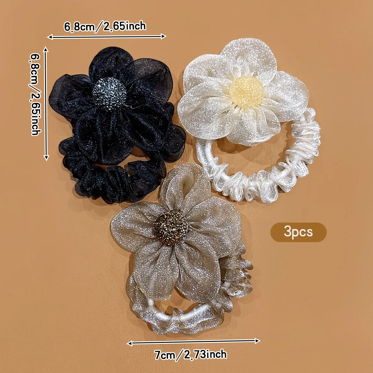 3-bloem haarringen Koreaanse versie zoete wind rubberen band haaraccessoire geschikt voor dagelijks gebruik hoofddeksels