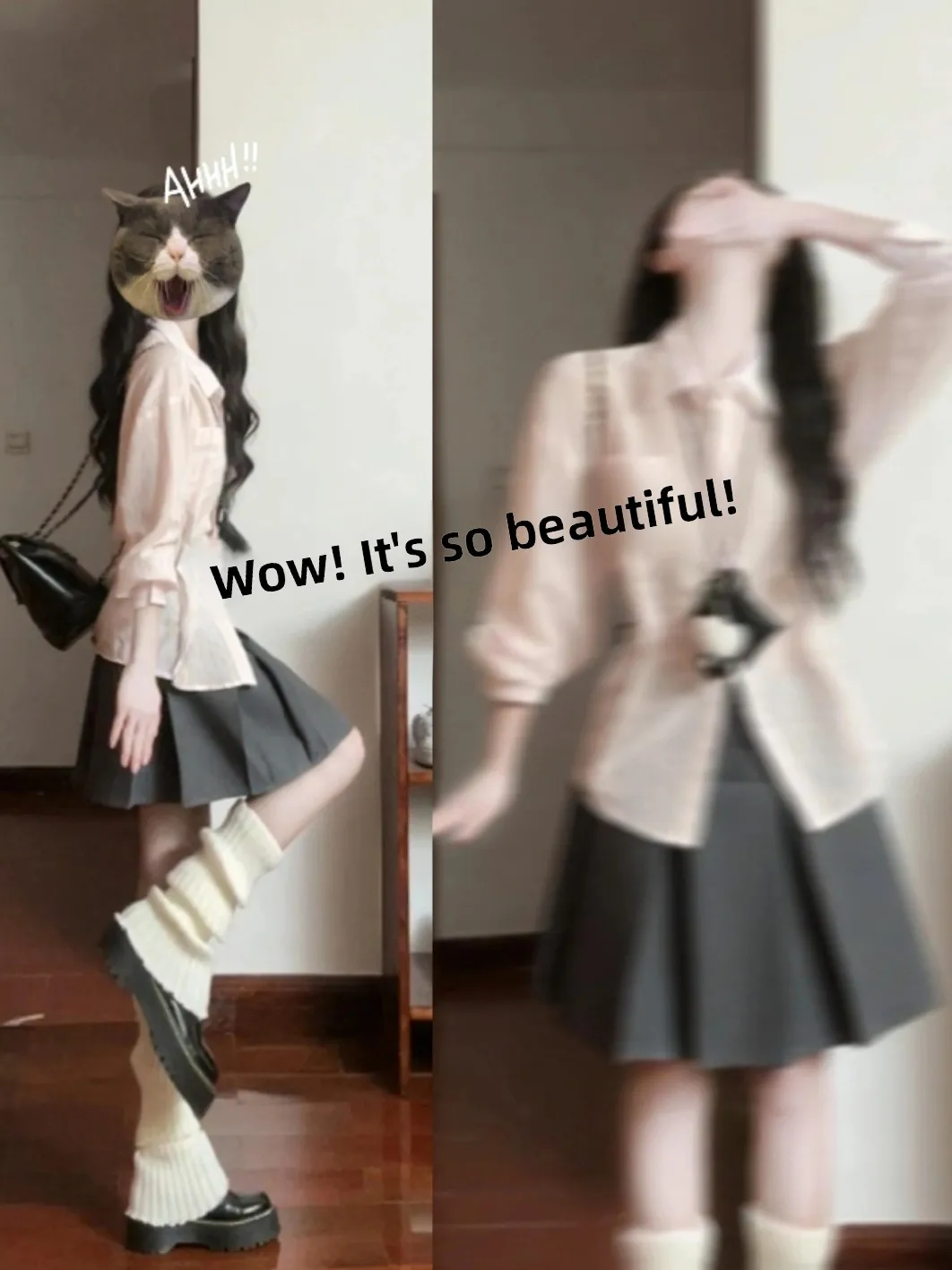 

Women's Pink Striped Waist-Cinching Long Sve Ne irt Spring Faion Design Unique College Sle Commute Wind irt