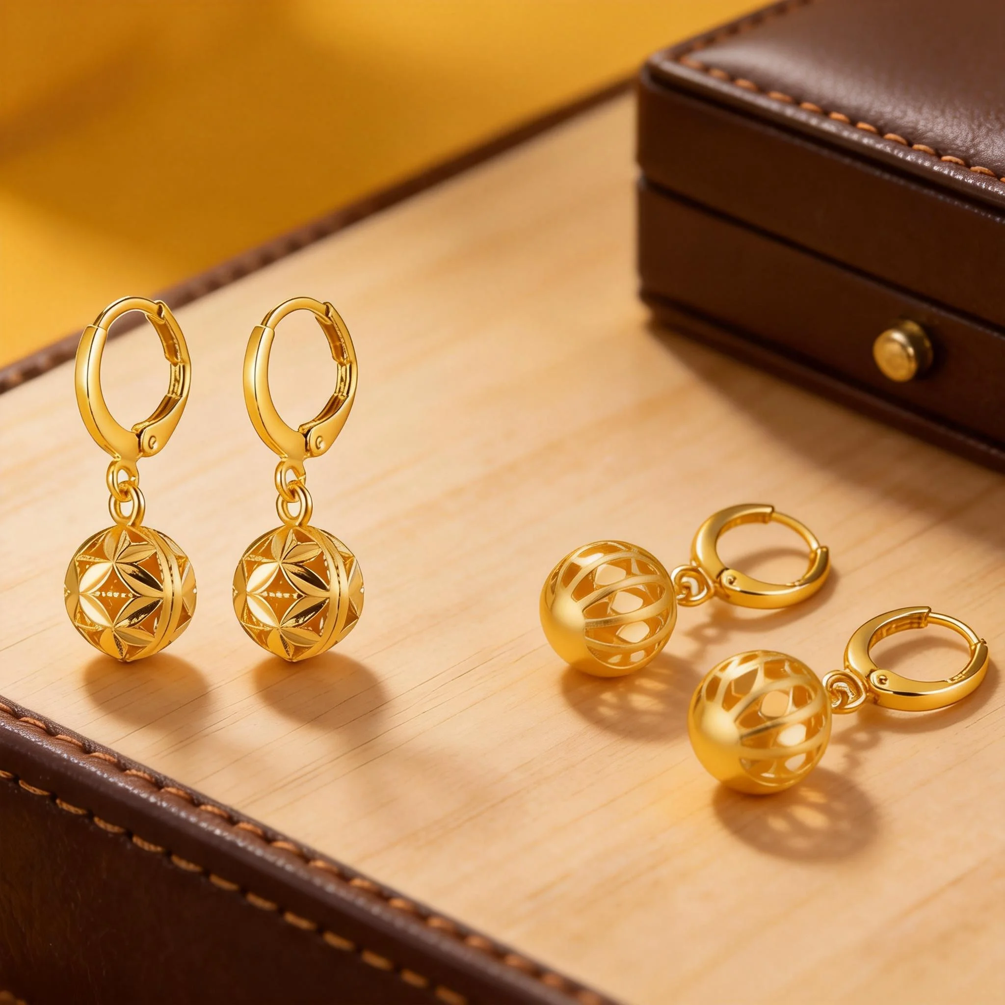 Retro Hydrangea Hoop Earrings for Women Hollow Transfer Bead Earrings Charm Luck Accessories Gifts