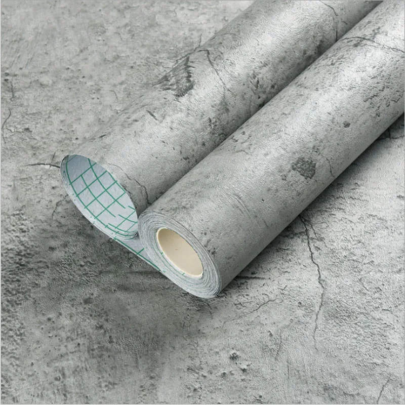 Vinyl Wallpaper  Waterproof Self-Adhesive Wallpaper  Cement Gray Countertop Contact Paper  Kitchen Bathroom Furniture Renovatio