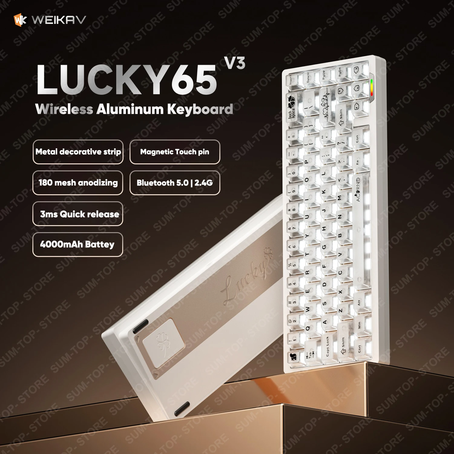 Weikav Lucky65 V2 NUT65 Wireless Aluminum Mechanical Keyboard Kit 65% RGB Bluetooth 2.4G Wired Game Keyboard Quick Disassembling