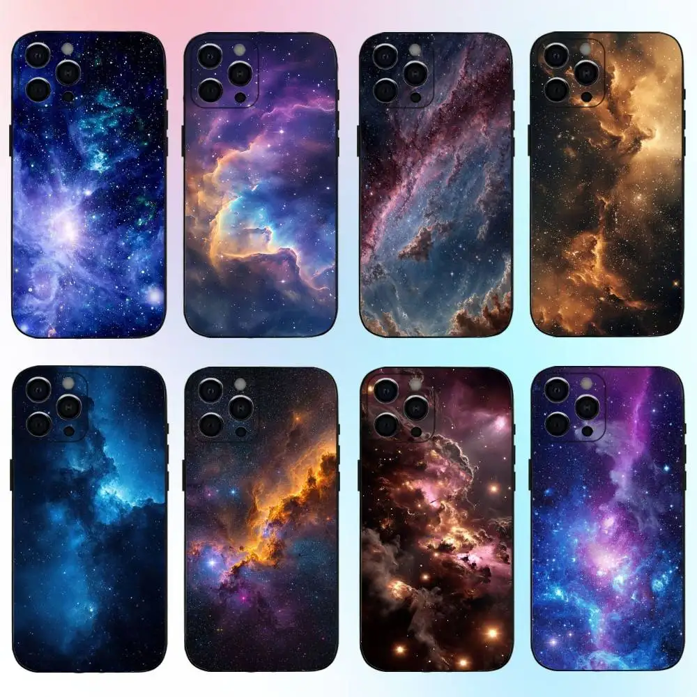 

Space For Galaxy Universe Phone Case For iPhone17,16,15,14,13,12,11 Plus,Pro Max Soft Black Cover
