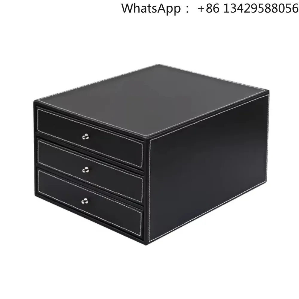 Premium PVC leather desk storage with document magazine storage for office supplies storage accessories