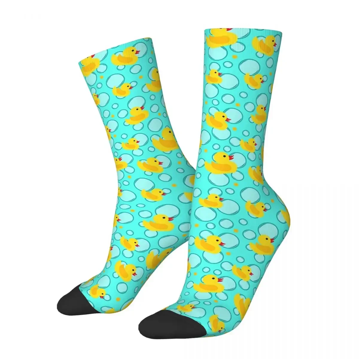 Cute Baby Shower Yellow Bathtime Rubber Ducks Pattern Socks Harajuku Sweat Absorbing Stockings All Season Long Socks Accessories