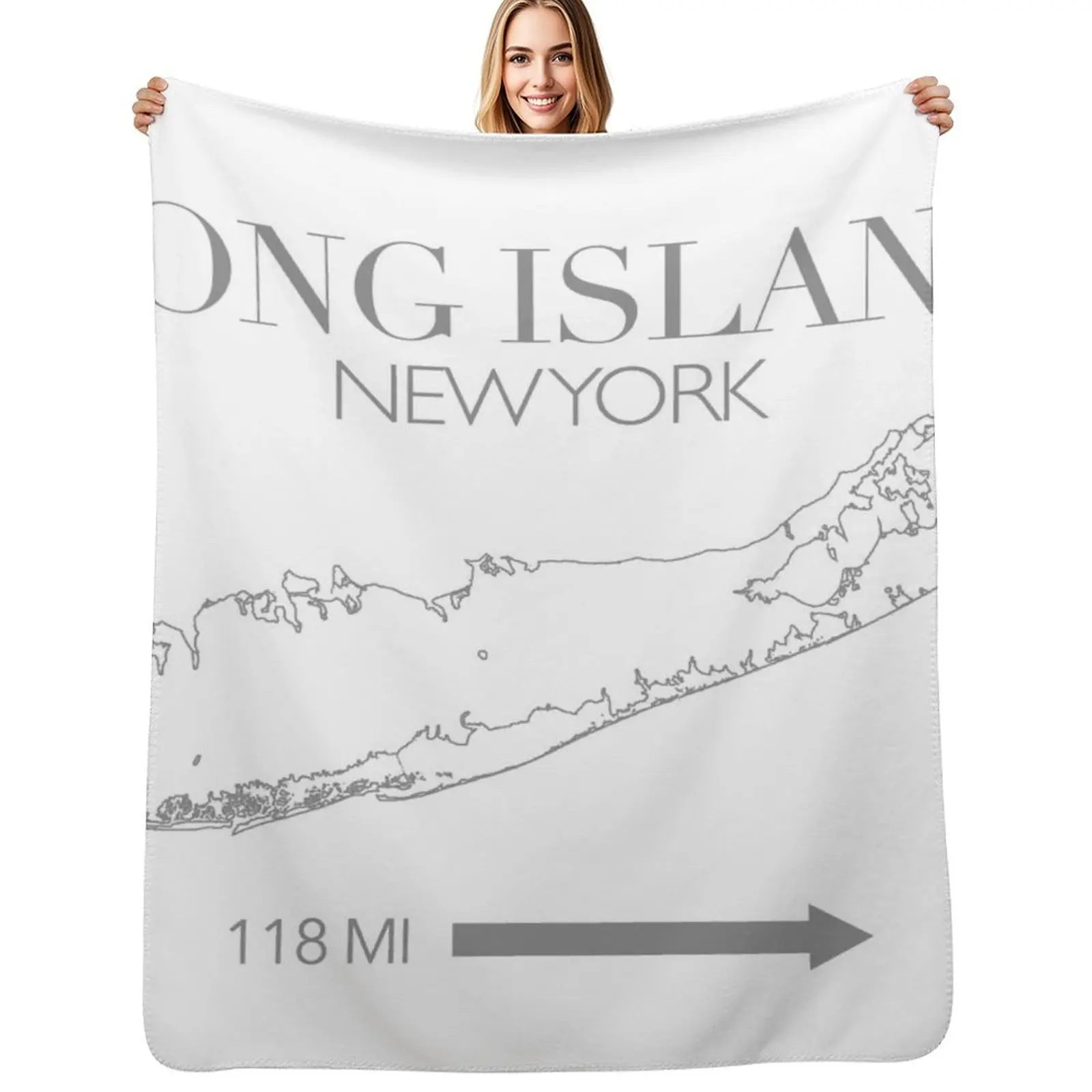 

Long Island Map Throw Blanket Cozy Sofa Blanket for TV Watching Napping