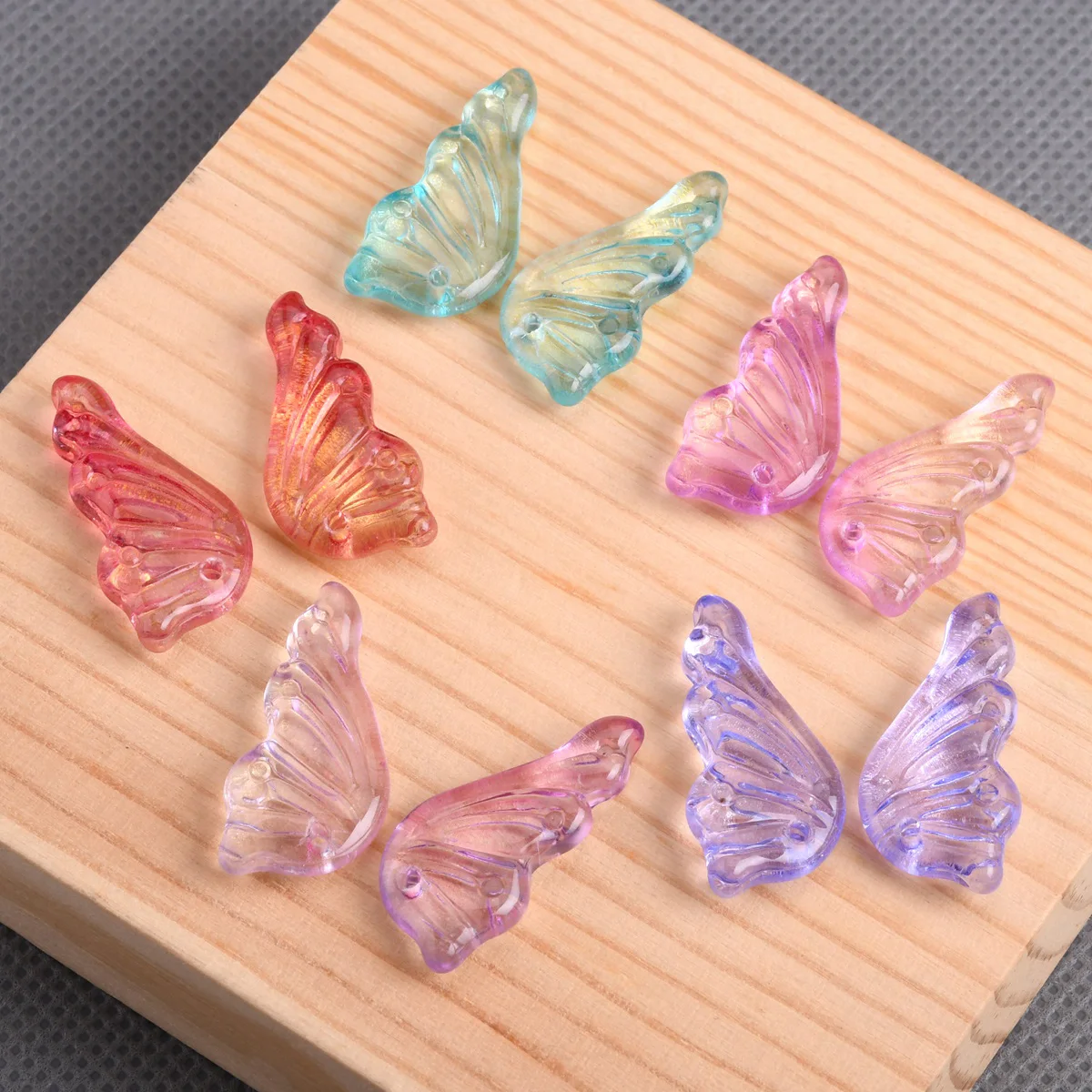 10pcs (5pairs) Butterfly Wing Shape 25x12mm Handmade Lampwork Glass Loose Beads For Jewelry Making DIY Crafts Findings