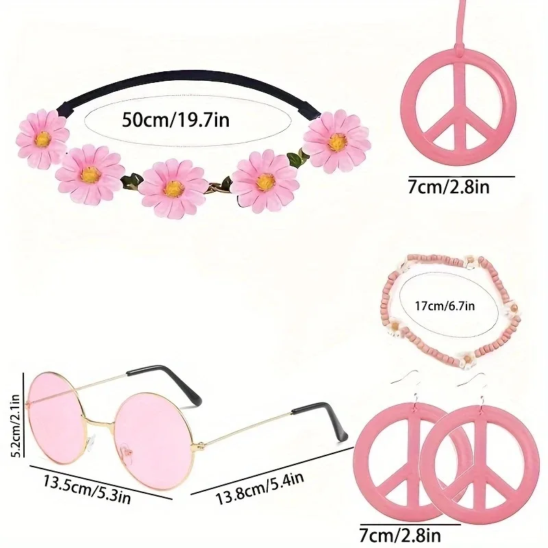 Halloween Hippie Cosplay Set – Friedenssymbol Kostüm