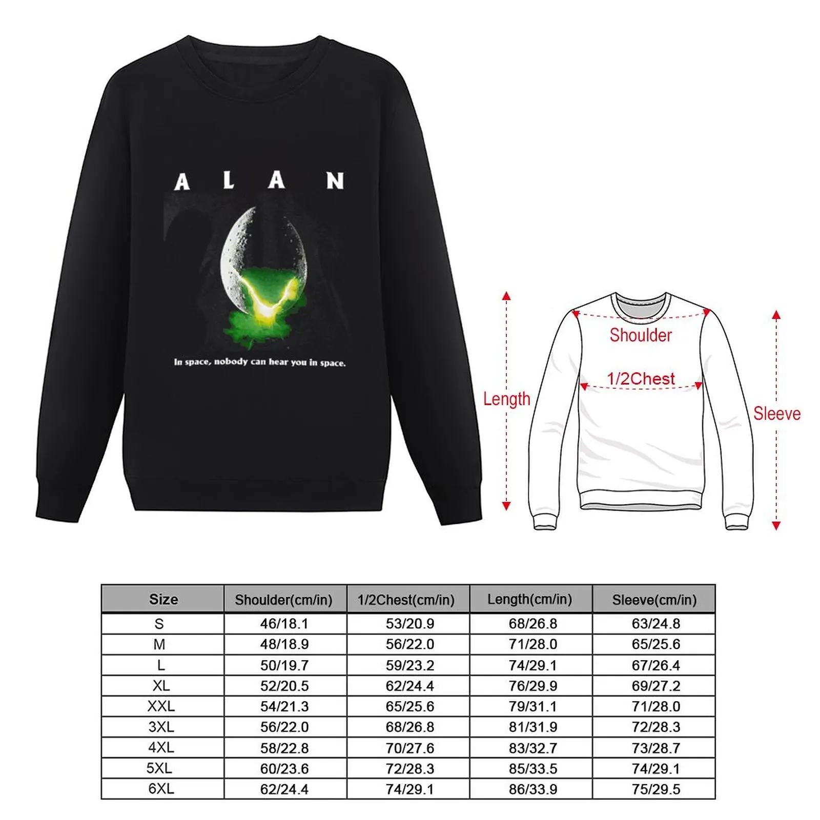 Alan In Space,Nobody Can Hear You In Space Sweatshirt autumn jacket men new in hoodies & sweatshirts