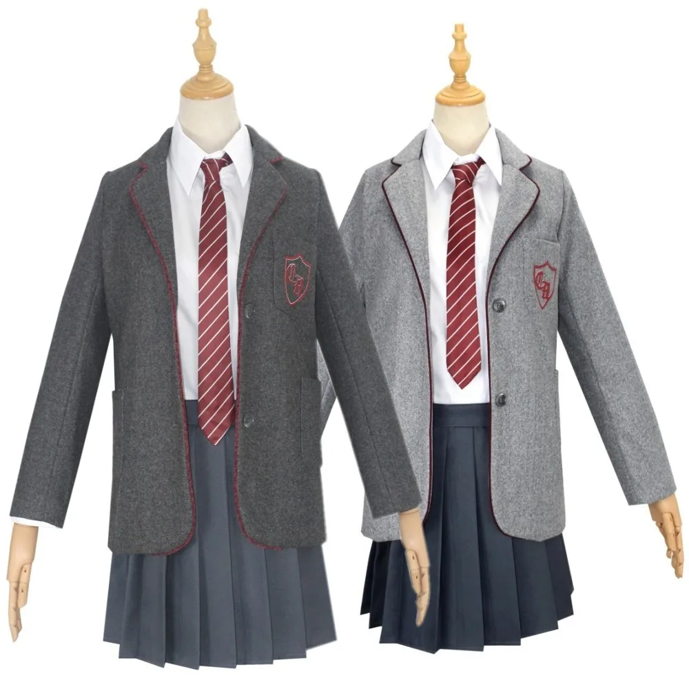 

Movie Matilda Cosplay Costume Girls School Uniform Coat Skirt Roald Dahl's Matilda the Musical Halloween Cosplay Outfit for Kids