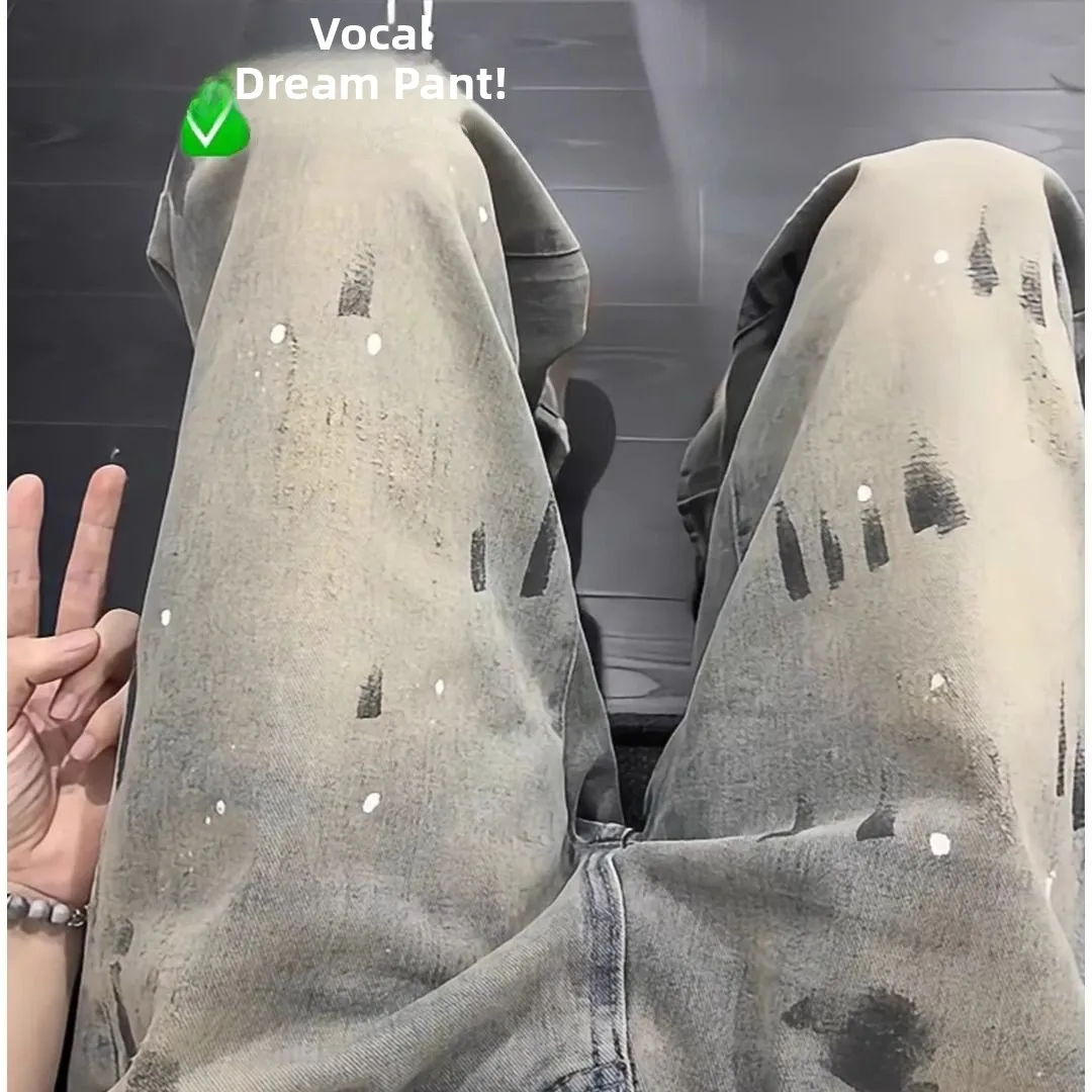 

Мужские джинсы с эффектом тай-дай, летние, в американском ретро-стиле, прямые, расклешенные, молодежные, модные, повседневные, из хлопка и полиэстера