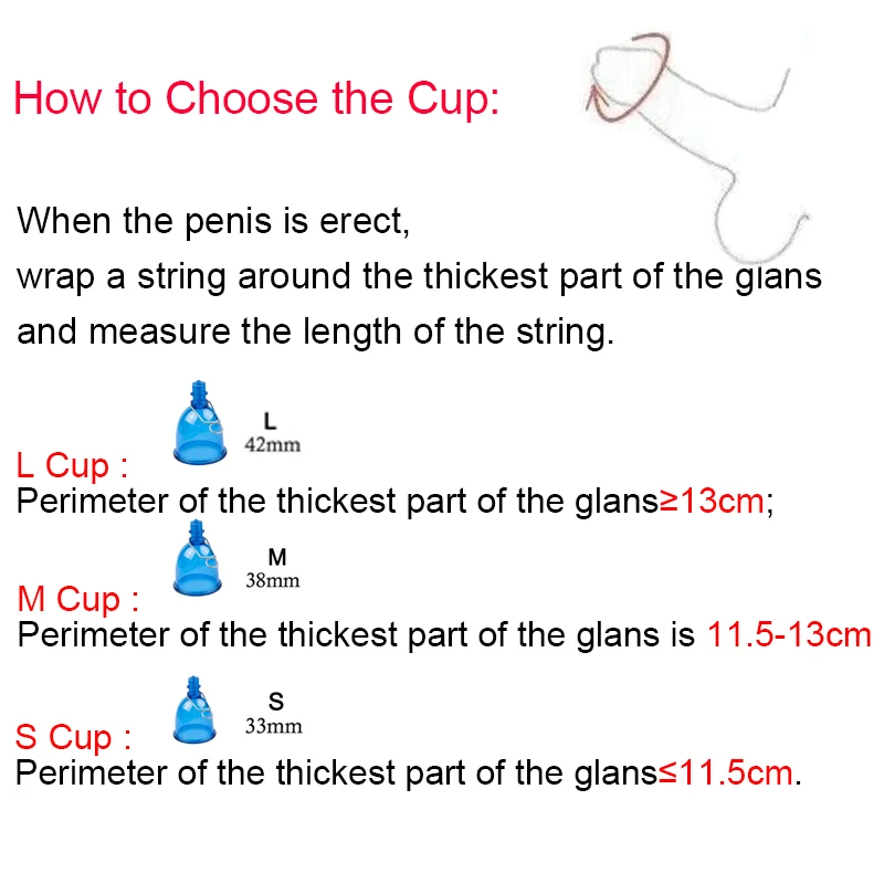 Cup Accessories for Penis Extender Pump Enlarger Stretcher Vacuum Cups Replacement for Enhancer Hanger Trainer Sex Toys for Men