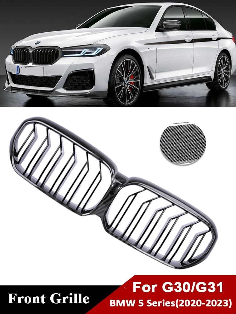 M5 Performance Front Kidney Bumper Carbon Fiber Grille M Color Grill Cover For BMW 5 Series G30 G31 G38 LCI 2020 2021 2022