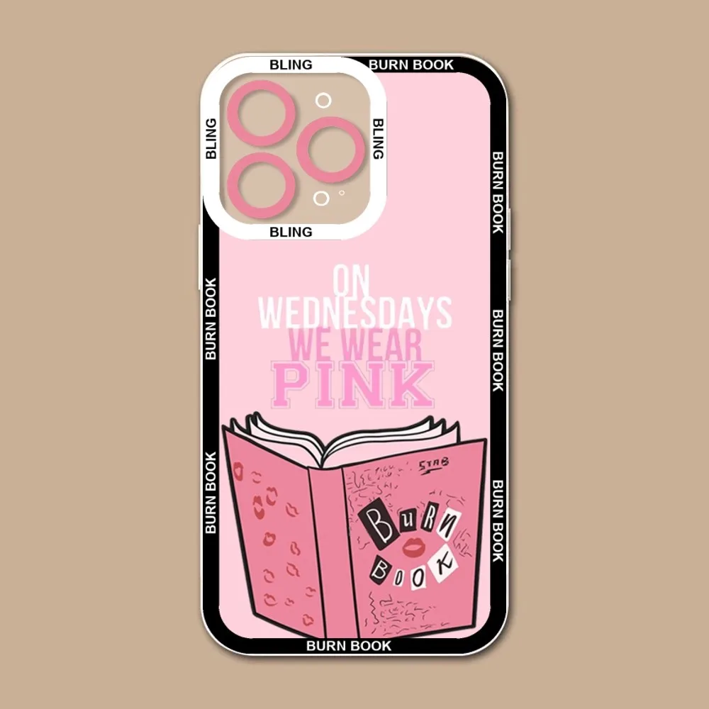 Burn Book Kiss Mean Girls Bling Cute Phone Case Phone Case For IPhone 11 12 13 Mini Pro Max 14 15 Pro Max Case Shell Funda Cover