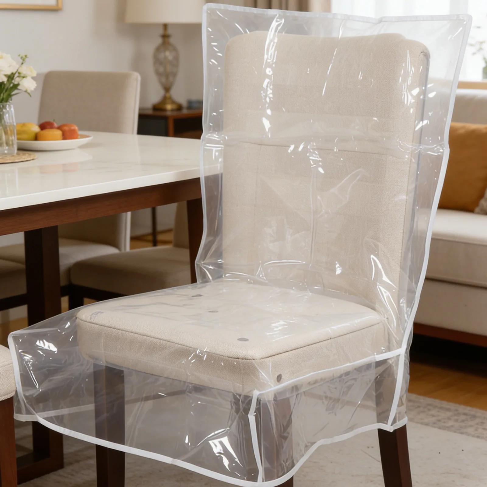 Waterproof Clear Dining Chair Covers PVC Plastic Seat Protector for Dining Room Kitchen Restaurant 29.48x20.83x17.68 in