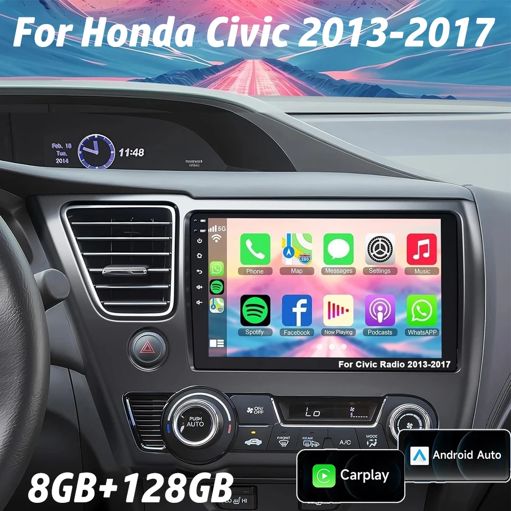 

Android 15 Car Radio For Honda Civic 9 9th US Sender Coupe Multimedia Player Video Carplay DSP Navigation No 2din DVD Head Unit