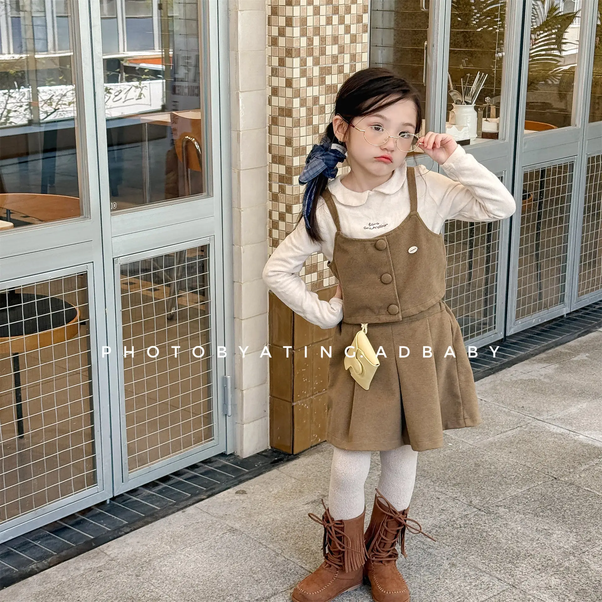 

2025 Winter New Fashion Girls Woolen Fabric Clothes Set Kids Girls Sling Vest + Skirts 2pcs Suit Baby Girls Thick Warm Outfits