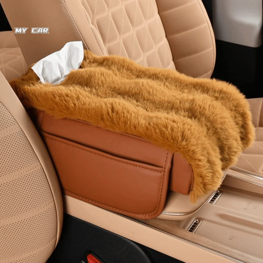 

Car Armrest Box Mat Three-in-one Multi-Functional Design Central Elbow Booster Pad Built-in Tissue Holder Interior Decor