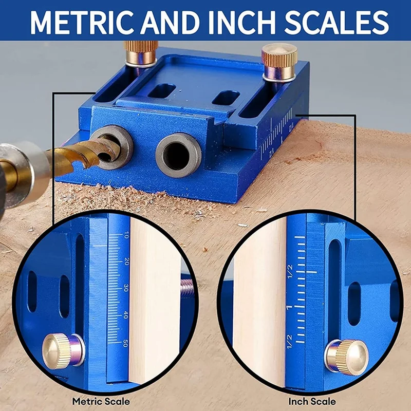 Pocket Hole Jig Kit Replacement 15° Angled Woodworking Holes Locator, Drill Guide Jig Set W/2 Drill Bits For Carpentry