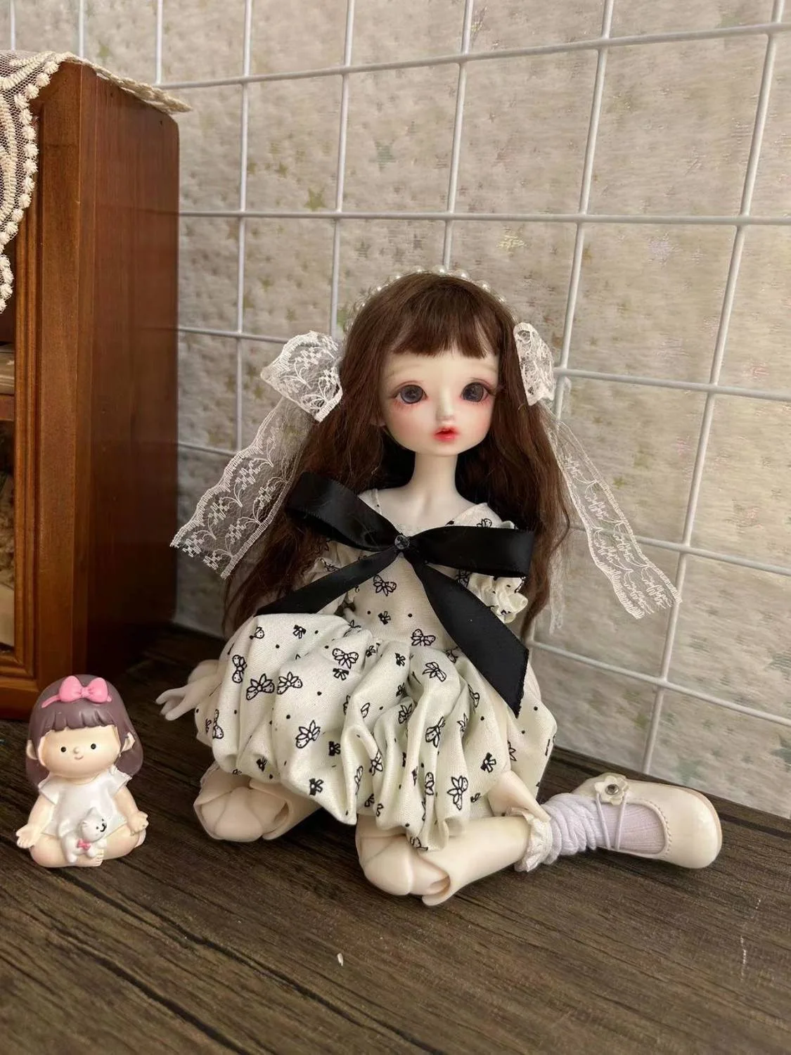 1/6 BJD Doll Clothes, 30cm Toys Body Puff Sleeve Dress, White Fairy Skirt Hair Accessories Socks Set Free Shipping