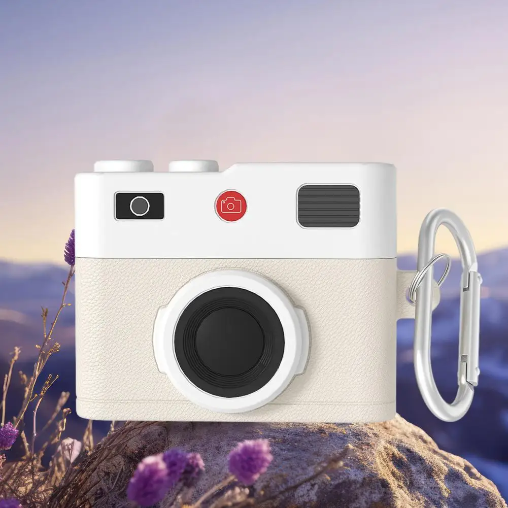 Robuste Kopfhörer-Abdeckung, Retro-3D-Kamera, Silikon-Haut-Abdeckung für Airpods 4, stoßfeste Schutzhülle mit Impact für Ultimate