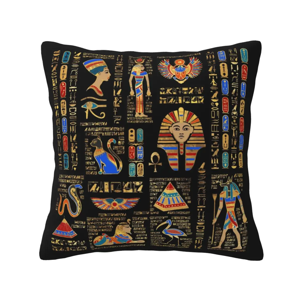 Egyptian Hieroglyphs And Deities Pillowcase Soft Cushion Cover Decoration Pillow Case Cover for Home Double-sided Printing