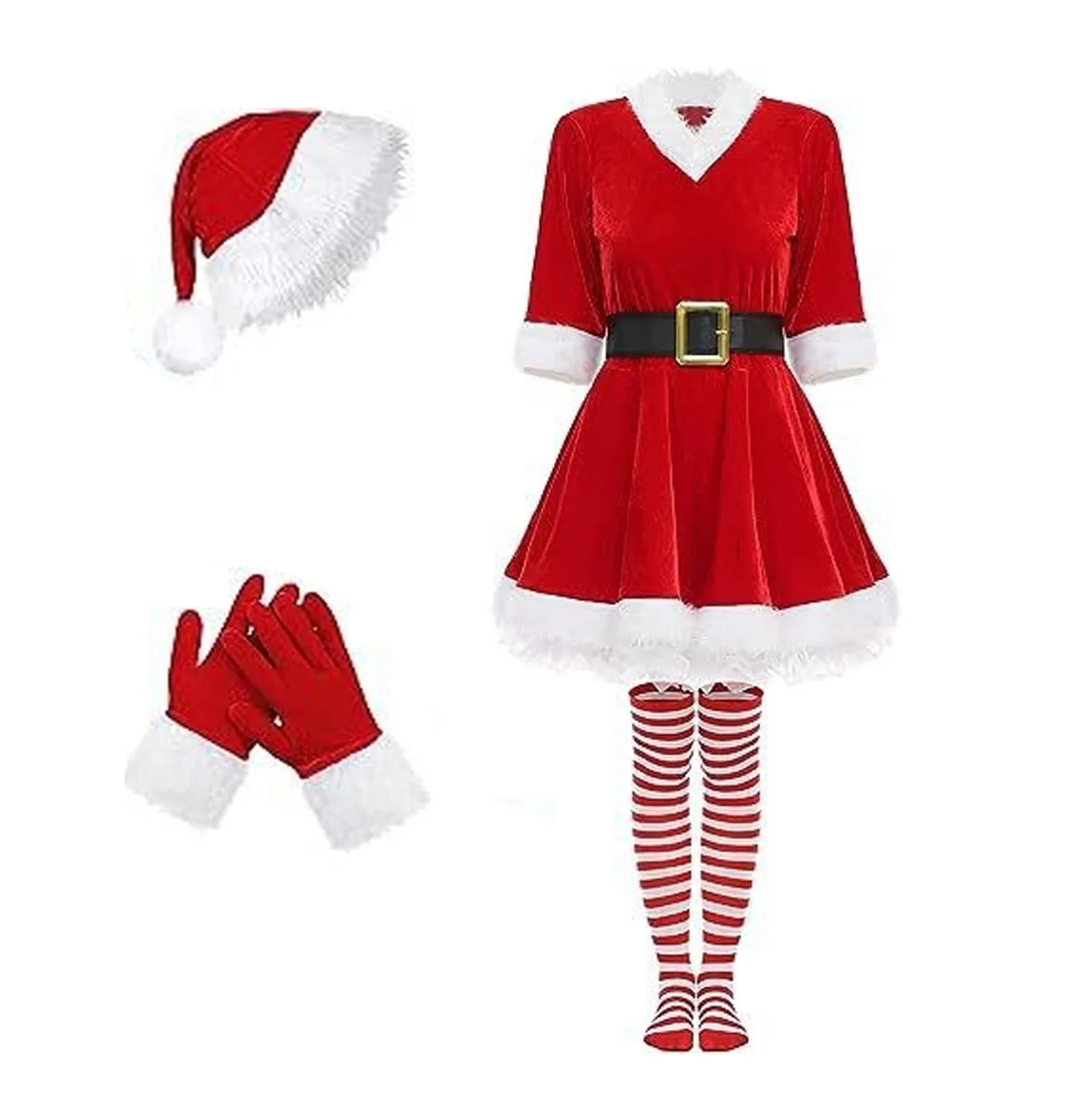 คริสต์มาสกํามะหยี่คริสต์มาสชุด Mrs. Claus คริสต์มาสเครื่องแต่งกาย Xmas Party Santa Claus Cosplay Carnival ชุดเครื่องแต่งกาย