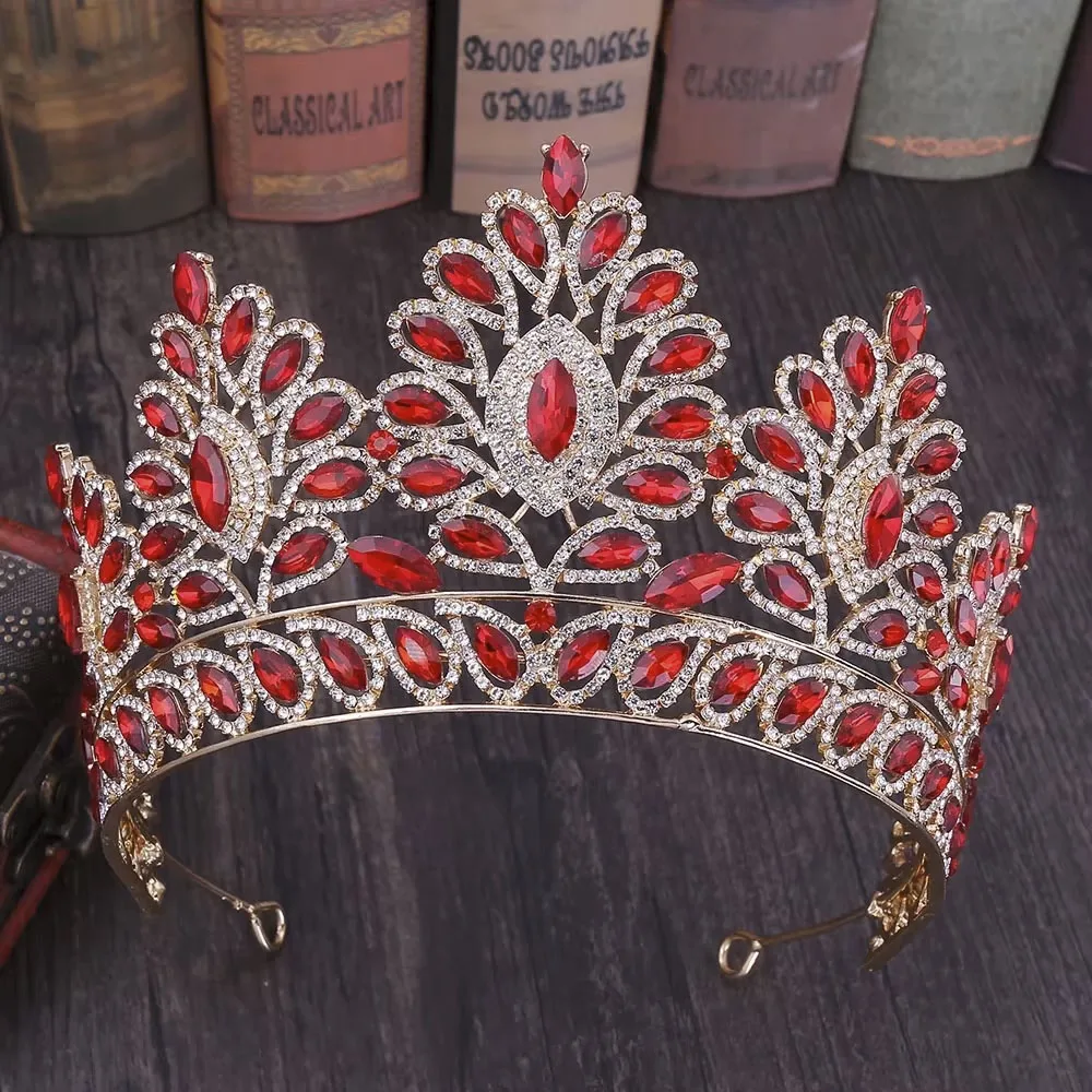 

Vintage Baroque Style Rhinestone Tiaras High Quality Princess Queen Crystal Large Crown Wedding Party Headdress Hair Accessories