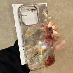 Korean Tinfoil Pattern Gradient Golden Snake Glitter Phone Case For iPhone 16 15 14 13 Pro Max Stylish Shockproof Back Cover