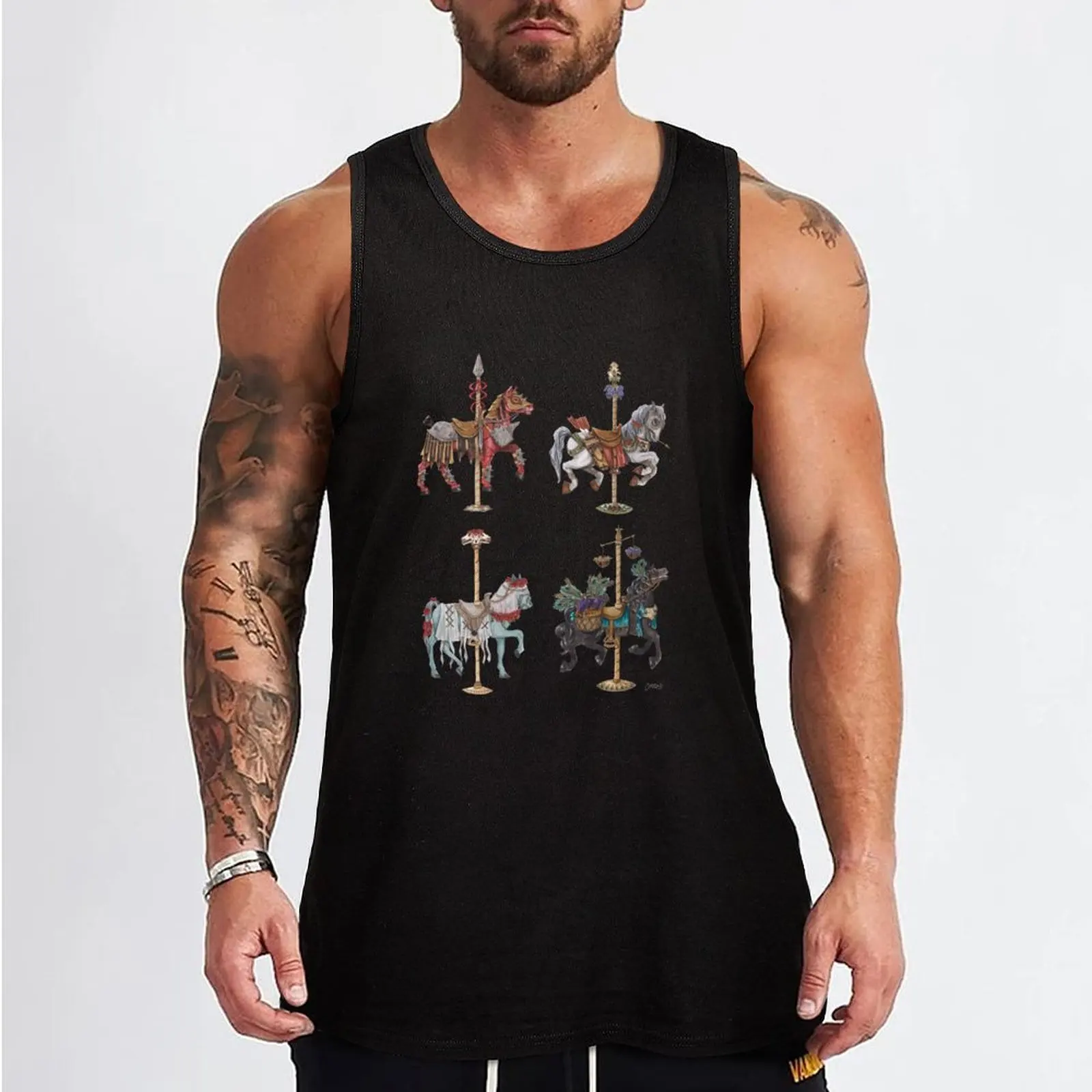 Four Carousel Horses of the Apocalypse Vertical Tank Top Man clothes for gym Gym clothes gym top vest for men