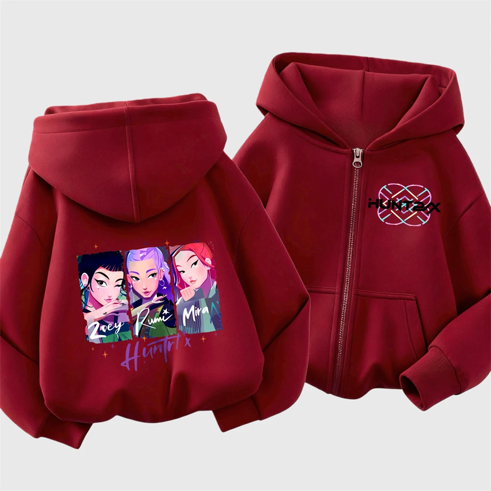 Kpop شيطان الصيادين الملابس الكرتون المطبوعة مقنعين معاطف فضفاضة ملابس خارجية غير رسمية لطيف أزياء طويلة الأكمام هوديس سترة عصرية #4